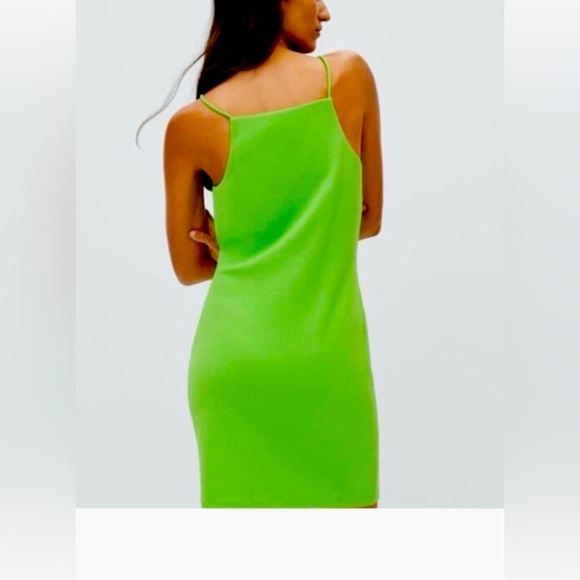 Mango lime Green Ribbed Knit Halter Neck Mini dress - Picture 2 of 4